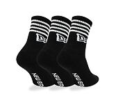 3 páry ponožek New Era Stripe Crew 3Pack Black