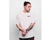 Triko New Era Oversized Pinstripe Tee Off White/Maroon