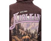 Mikina Karl Kani Small Signature OS Washed Heavy Sweat Landscape Hoodie brown