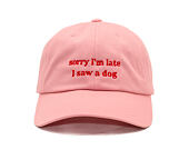 Kšiltovka 8by8 - Dadcap - "Sorry I'm Late I saw a dog" - Baby Pink/Red