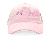 Kšiltovka Ed Hardy - Diamante Velour 5 Panel Trucker Cap - Pink