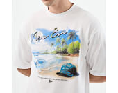 Triko New Era - Branded Beach Graphic Oversized Tee - White