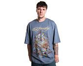 Triko Ed Hardy - Mens Dragon City Diamante Graphic Relaxed T-Shirt - Blue