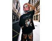 Triko Ed Hardy - Mens Skull Flame Diamante Relaxed Tshirt - Black