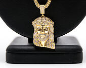 Pozlacený Řetízek na krk King Ice 14K Gold Jesus Piece Neklace Medium
