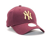 Dámská Kšiltovka New Era Essential New York Yankees 9FORTY Maroon/Gold Strapback