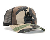 Kšiltovka New Era Trucker Washed Camo Los Angeles Dodgers 9FORTY Woodland Camo Snapback
