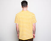 Triko Champion Crewneck T-Shirt Classic Logo Stripe Mustard Yellow/White 210972 YM001