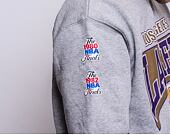 Mikina Mitchell & Ness All Over Print Fleece Crew Los Angeles Lakers Grey Heather