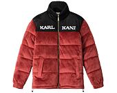Bunda Karl Kani KK Retro Velvet Block Puffer Jacket Dark Red/ Black