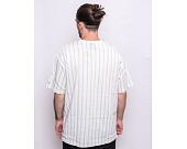 Triko New Era Oversized Pinstripe Tee Off White / Jade Green