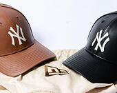Kšiltovka New Era - MLB Image Drop - Leather 9FORTY - NY Yankees - Black / Off White