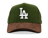 Kšiltovka New Era - MLB Suede Visor 9FORTY A-Frame - LA Dodgers - Rifle Green / Brown