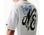 Triko New Era - Floral Graphic Oversized Tee - White