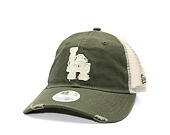 Dámská Kšiltovka New Era - MLB Distress Trucker 9TWENTY Trucker - LA Dodgers - New Olive