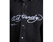 Košile Ed Hardy - Mens Eagle And Stars Relaxed Denim Shirt - Black