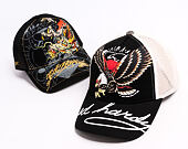 Kšiltovka Ed Hardy - Unisex Soaring Eagle Ed Hardy Script 5 Panel Cap - Black/Blue Wash