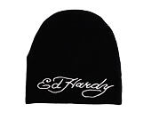 Kulich Ed Hardy - Unisex Skull Vegan Leather Applique Beanie - Black