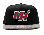 Kšiltovka Mitchell & Ness Fuzz 2 Tone Miami Heat Black/Grey Heather Snapback