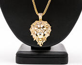 Pozlacený Řetízek na krk King Ice The 14K Gold Faceted Lion from Fox´s Empire