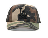 Kšiltovka New Era Trucker Washed Camo Los Angeles Dodgers 9FORTY Woodland Camo Snapback