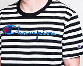 Triko Champion Crewneck T-Shirt Classic Logo Stripe Black/White 212972 KM006