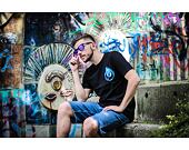 Triko Pink Dolphin 8 Ball Flame Tee Black PS119118BFBL