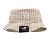 Dámský klobouk New Era MLB Womens Gingham Tapered Bucket New York Yankees Stone