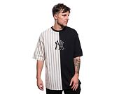 Triko New Era MLB Half striped Oversized Tee New York Yankees Navy / Off White
