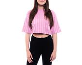 Dámské Triko New Era Pinstripe Crop Tee - Fondant Pink / Off White