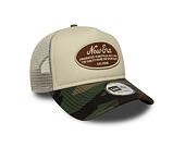 Kšiltovka New Era - Western Oval Patch Foam 9FORTY Trucker - Stone / Woodland Camo