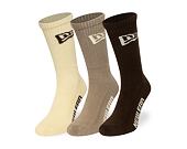 Ponožky New Era - Flag Crew Socks 3pk - Cream / Beige / Brown