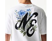Triko New Era - Floral Graphic Oversized Tee - White