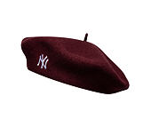 Dámský Baret New Era - MLB Wool Script Beret - NY Yankees - Burgundy
