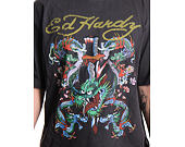 Triko Ed Hardy - Battle Of The Dragons Relaxed Tshirt - Charcoal