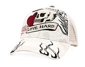 Kšiltovka Ed Hardy - Unisex Live Fast Love Hard 5 Panel Trucker Cap - White