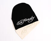 Kulich Ed Hardy - Unisex Skull Vegan Leather Applique Beanie - Black