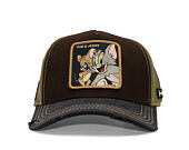 Kšiltovka Capslab - Tom & Jerry Trucker - Best Buddies Distressed Patch - Brown / Olive
