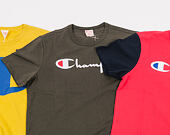 Triko Champion Crewneck T-Shirt Huge Logo Acid Yellow