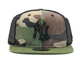 Kšiltovka New Era Trucker Washed Camo New York Yankees 9FIFTY Woodland Camo Snapback
