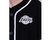 Triko New Era Distressed Logo Button Up Tee Los Angeles Lakers Black