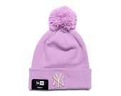 Dámský kulich New Era MLB Womens Metallic Pom Beanie New York Yankees Pastel Purple