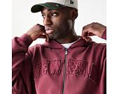 Mikina New Era - Branded Washed Full-Zip Hoody - Burgundy