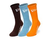 Ponožky New Era - Flag Crew Socks 3pk - Brown / Blue / Orange