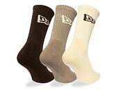 Ponožky New Era - Flag Crew Socks 3pk - Cream / Beige / Brown