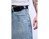 Kraťasy Ed Hardy - Mens Gothic Floral Denim Jort - Distressed Blue Wash