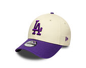 Dětská Kšiltovka New Era - MLB League Essential 9FORTY - LA Dodgers - Cream / Purple