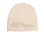 Kulich Ed Hardy - Unisex Skull Vegan Leather Applique Beanie - Black