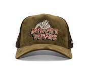 Kšiltovka Capslab - Looney Tunes Trucker - Bugs Bunny Logo Peek Suede - Olive / Brown