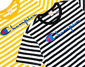 Triko Champion Crewneck T-Shirt Classic Logo Stripe Mustard Yellow/White 210972 YM001